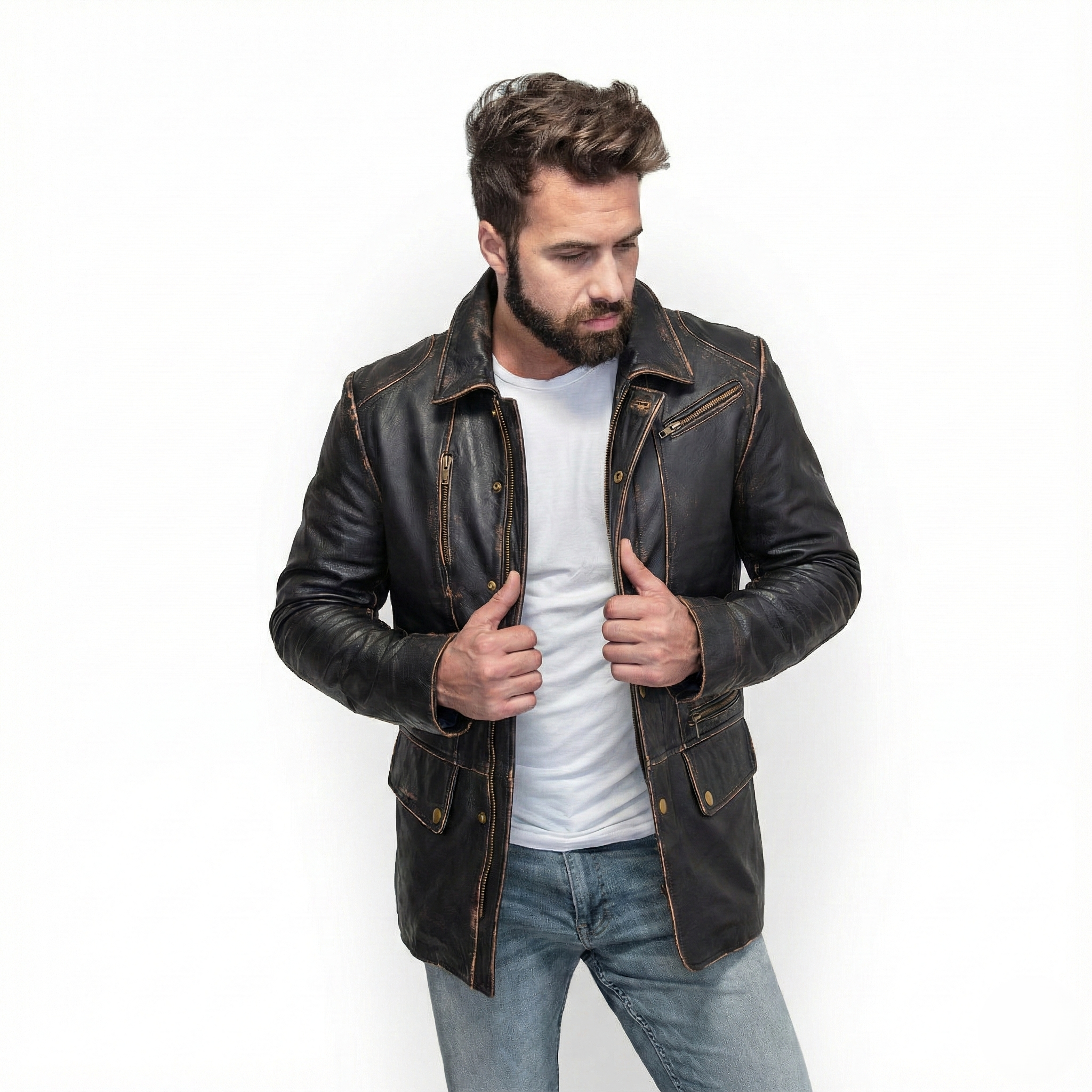 VIGO Jacket / Worn Cowhide Leather