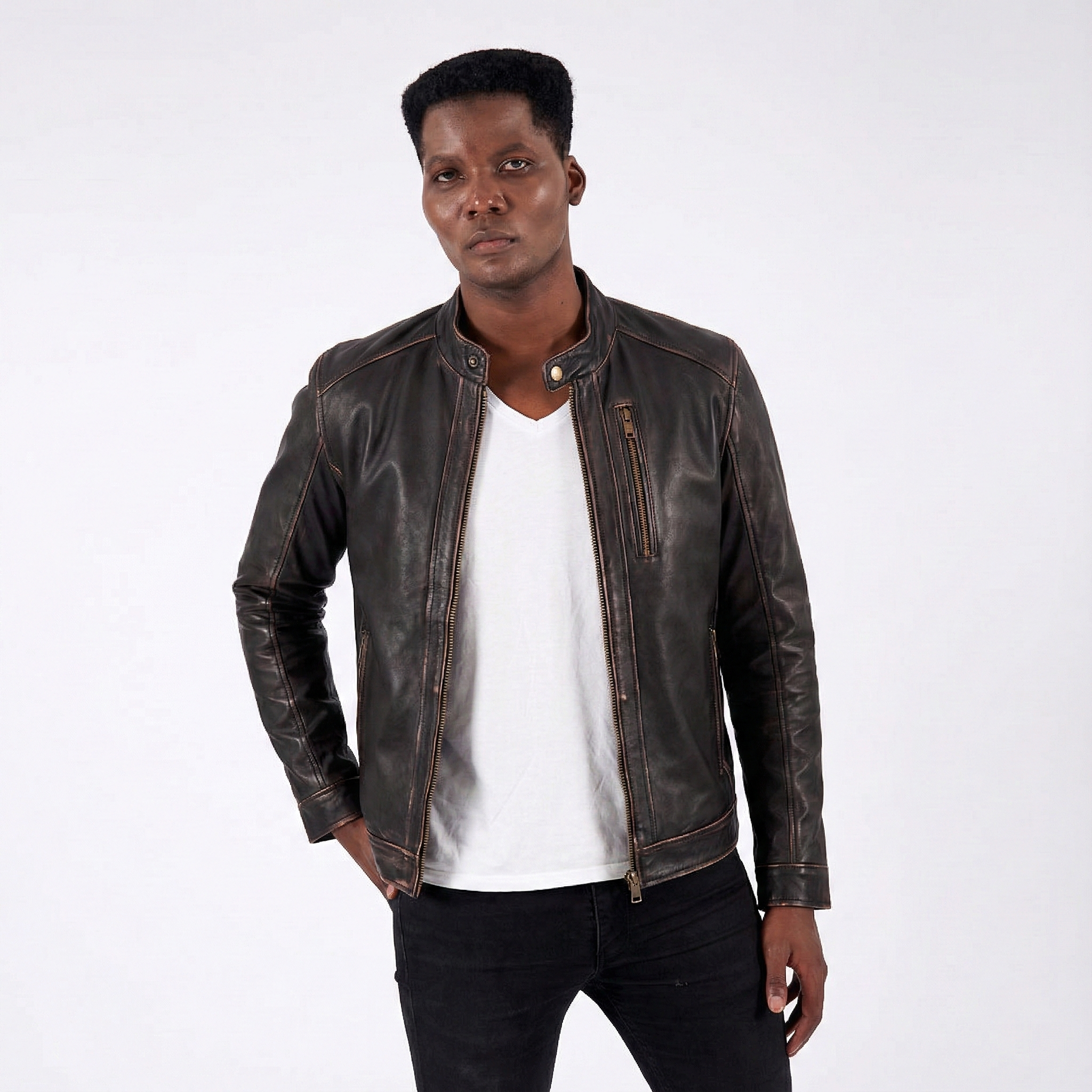 Tato Jacket / Worn Cowhide Leather